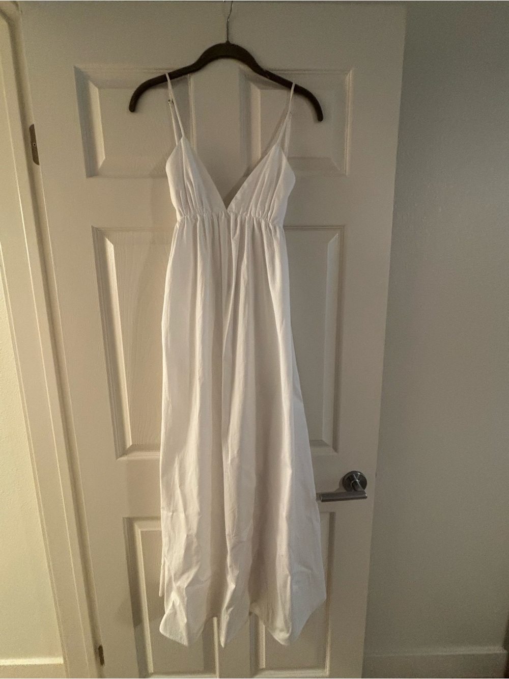 Zara White V-Neck Spaghetti-Strap Maxi Dress